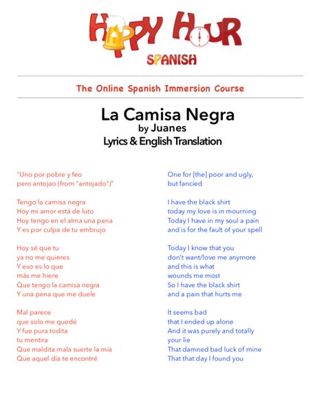 camisa negra lyrics english.